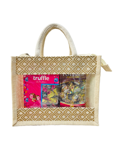 Sac cadeau personnalisé en jute, sacs fourre-tout de Noël, pochette en toile de jute écologique, sac en toile de jute avec fenêtre transparente en PVC pour les fêtes - Product Image 6