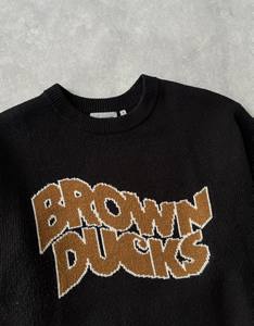 Pull personnalisé pour homme en jacquard de haute qualité avec lettrage, col rond en acrylique noir, vente en gros, OEM - Product Image 3
