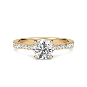 Round Shoulder <b>Set</b> Engagement <b>Ring</b> 0.50 Ct Lab Grown Diamond In 18K <b>Gold</b> And Platinum - Product Image 2
