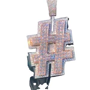 Pendentif géométrique en strass plaqué or rose, charme hip-hop, bijoux unisexes, cadeau - Product Image 1