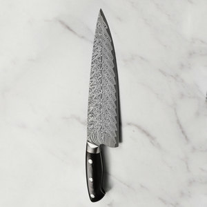 Couteau de chef artisanal en acier Damas de haute qualité - Écologique, durable, compatible lave-vaisselle, manche ergonomique, étui en cuir - Product Image 6