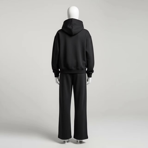 Ensemble de survêtement gris foncé surdimensionné pour homme, sweat à capuche et pantalon de survêtement en molleton épais, tenue décontractée 2 pièces, streetwear confortable - Product Image 4