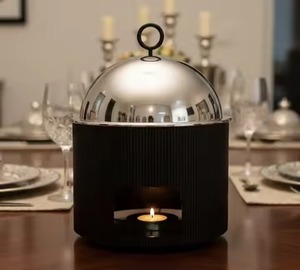 Most selling Chafing Dish Round Stainless Steel Food Warmer Cutout Base Lid Home Hotel Wedding Table <b>Top</b> Serving Chafing Dish - Product Image 2