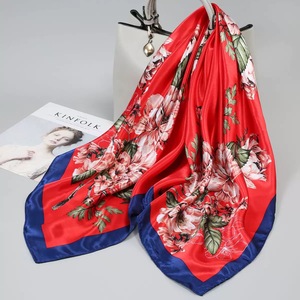 Manufacturer Women's Vintage Stylish <b>Square</b> Neck Long <b>Scarves</b> Designer Luxury Brand Head Hair Ties Silky Multi-Functional <b>Scarf</b> - Product Image 6