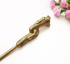 Cuchara de latón larga con mango de figura de dragón, pulida a mano, acabado vintage, herramienta decorativa para el calzado, ayuda clásica para el cuidado de los zapatos - Product Image 4