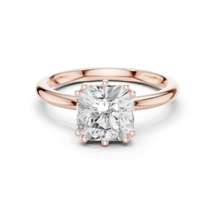 Bague exclusive en or rose 14 carats avec diamant de laboratoire taille coussin serti à griffes, élégante, bijoux de mariage, prix de gros, fournisseur OEM - Product Image 1