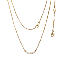 Kalung Emas Padat 10K 14K 18K Model Batang Melengkung Berlian, Kalung Minimalis Modern, Liontin Cluster, Perhiasan Pernikahan