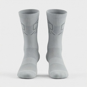 Chaussettes pour hommes à motif géométrique, tricotées, respirantes, en spandex et polyester, style sport d'été, coupe classique - Product Image 1
