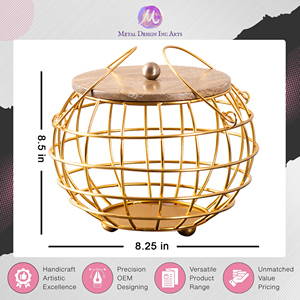 Trusted Dealer Widely Selling Handmade Modern Design Iron Mango Wood Tableware Fruit <b>Basket</b> for Home Decoration at Best Price - Product Image 2