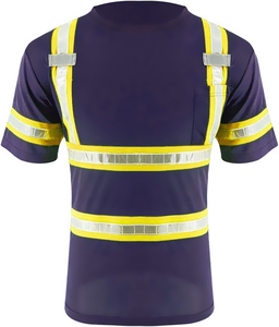 Chemise de travail de chantier de haute qualité, respirante, chemise de sécurité réfléchissante pour hommes, bleu, haute visibilité, t-shirt - Product Image 4