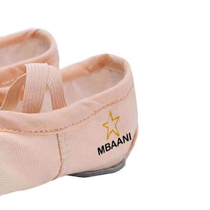 Zapatos de ballet suaves MBAANI para mujer, calzado plano de lona para entrenamiento de baile con correas elásticas y suela de goma - Product Image 5