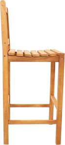 Solid Teak Wood Outdoor Bar Chair Patio Garden High <b>Stool</b> Natural Wooden <b>Dining</b> Seating - Product Image 3