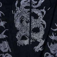 Sweat-shirt unisexe surdimensionné de haute qualité, style streetwear Y2K, avec strass, motif dragon, fermeture éclair intégrale, style gothique, hip hop, pour homme.