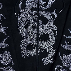 Sudadera con capucha de alta calidad, estilo Y2K, con pedrería, diseño de dragón, cierre completo, unisex, estilo gótico, hip hop, para hombre. - Product Image 5
