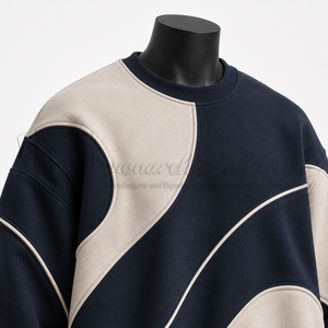 เสื้อสเวตเชิ้ตคอกลมสีน้ำเงินสำหรับผู้ชาย ตกแต่งด้วยการต่อผ้าสีต่างๆ ทรงปกติ สวมใส่สบายๆ สำหรับฤดูใบไม้ร่วง ผลิตจากผ้าฝ้ายเฟรนช์เทอร์รี่ 100% - Product Image 6