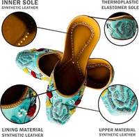 Chaussures Khussa pakistanaises Punjabi légères en cuir véritable faites à la main avec perles, plates, antidérapantes, confortables et tendance pour femmes