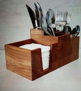 Durable Wooden Cutlery Holder With Divided Sections For Neat Storage Of Cutlery And Serving <b>Tools</b> - Product Image 3