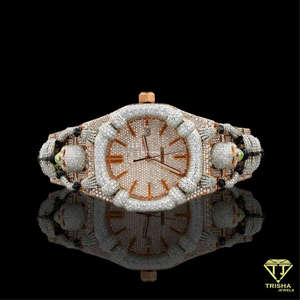 Reloj de Hombre de Alta Calidad con Cabeza de Calavera y Diamantes Cultivados en Laboratorio VVS en Plata de Ley 925 Chapada en Oro Rosa - Product Image 3