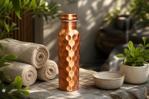 ILAHI's Hammered Copper Eco-Friendly 500ml Customizable <b>Water</b> <b>Bottle</b> Lid Classic Design Home Office Travel Outdoor Uttar Pradesh - Product Image 5