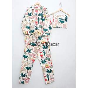 Women's Vintage Floral Printed Cotton <b>Pyjama</b> Set with Long Sleeves Plus Size <b>for</b> <b>Summer</b> & Winter Wear - Product Image 4