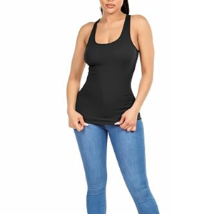 Débardeur noir sans manches pour femme, col rond, couleur unie, tricoté en polyester, décontracté, pour la gym et l'entraînement - Product Image 6