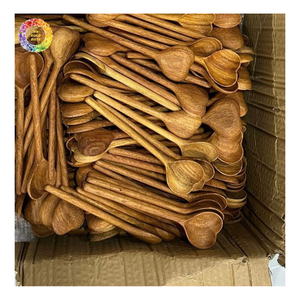 Cuillères rondes en bois, design minimaliste, manche durable, pour cadeaux, cuillère solide en bois d'acacia écologique, ustensile respectueux de l'environnement - Product Image 5