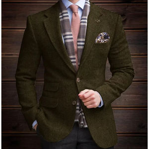 Blazer vintage pour homme de haute qualité en mélange de laine, simple boutonnage, grande taille, imperméable, décontracté, veste de sport, veste formelle pour l'automne - Product Image 6