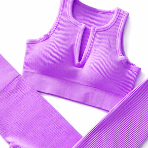 Conjunto de Yoga para Mujer, de Moda, Ligero, de Secado Rápido, Diseño Sólido, Logotipo Personalizado, Transpirable, Cintura Elástica, Ropa Deportiva - Product Image 6