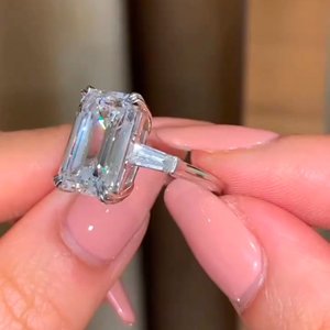 Qualité originale 8.55 CT EF VVS Emerald Moissanite Diamond Wedding Ring 18k White Gold avec Rose Gold Plating Fantaisie Jewelry - Product Image 2