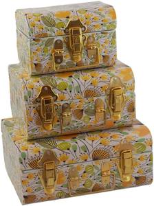 Conjunto de baúles de almacenamiento metálicos modernos con acabado mate, organizador con cerradura segura para una exhibición elegante en el hogar. - Product Image 3