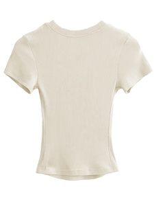 Camiseta Casual de Verano para Mujer, Corte Ajustado, Transpirable, de Algodón Tejido, con Estampado Floral, Cuello Redondo y Manga Corta - Product Image 1
