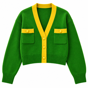 Fabricante de Suéteres Cárdigan Elegantes y Transpirables con Cuello en V para Mujer, Tejido Acrílico, Marca Privada, OEM, ODM, Venta al Por Mayor - Product Image 1