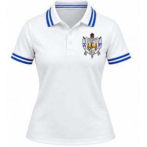 Polo Sigma Gamma Rho blanc pour femme, à manches courtes, col classique, avec lettres grecques, vêtement de sororité, haut décontracté de golf brodé - Product Image 1