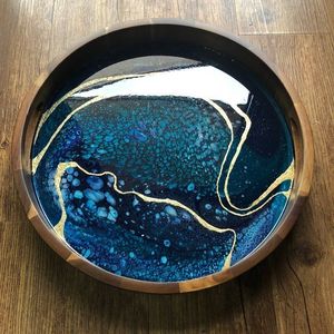 Best Selling Modern Handmade Resin <b>Tray</b> Home Decor Organizer for <b>Vanity</b> Desk Tabletop Available at Excellent Price - Product Image 3