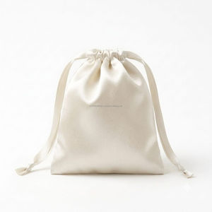 Pochette en satin de soie blanc de qualité supérieure avec cordon de serrage, élégante et réutilisable, sac à bijoux anti-poussière, emballage personnalisé avec logo, sac cadeau - Product Image 1