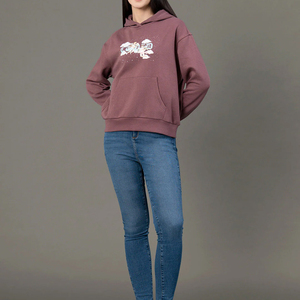 Sweat-shirts longs pour femmes tendance hiver, en polaire de haute qualité, avec logo frontal, décontractés, en coton respirant, personnalisables, vente en gros - Product Image 2