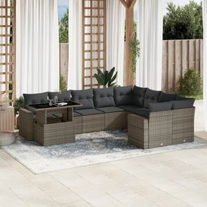 Juego de sofá de jardín de ratán PE gris resistente a los rayos UV grande, muebles de exterior con materiales duraderos - Product Image 1