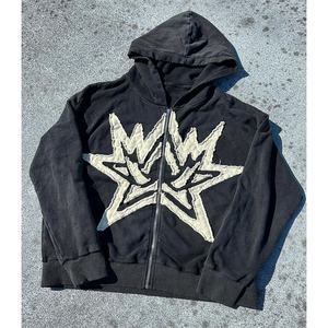 Sudadera con capucha con cremallera y lavado ácido desgastado con logotipo personalizado 2024 Sudaderas con capucha con cremallera recortada de lavado ácido de algodón pesado GSM 450 para ropa de hombre - Product Image 5