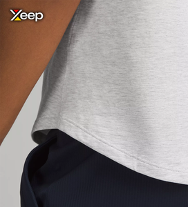 T-shirt de sport décontracté XEEP personnalisé pour femme, coupe ample, manches courtes, respirant, col en V, tricot uni avec lettres - Product Image 4