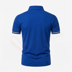 Polo à manches courtes bleu pour homme avec fermeture éclair, logo brodé, décontracté, respirant, coupe classique, design en jersey tricoté - Product Image 2