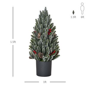 High Quality 1.5ft <b>Tabletop</b> Christmas <b>Tree</b> Flocked Warm White Green PVC Indoor Use Featuring Cranberries Pinecones Standing Base - Product Image 3
