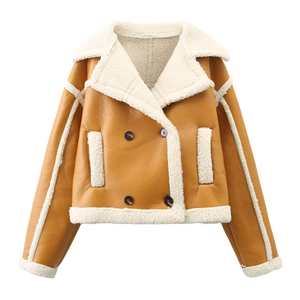 Chaqueta de Forro Polar para Mujer, de Invierno, Casual, Sólida, de Manga Larga, con Cuello Alto, de Alta Calidad, Abrigo Cálido de Cuero para Damas - Product Image 2