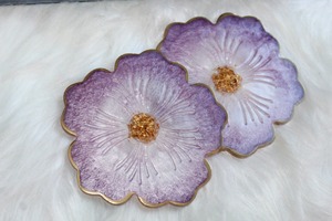 Luxury Natural Crystal resin Reusable Drink <b>Coasters</b> <b>Set</b> with Polished Finish and Electroplated Edges for Home Bar Decor - Product Image 3