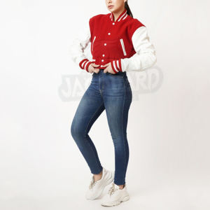 Chaqueta Varsity para Mujer, Estilo Urbano, con Logotipo Personalizado, Tallas Grandes, Chaqueta Varsity Corta de Forro Polar para Invierno, Ropa Casual para Mujer - Product Image 5