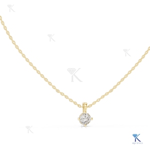 0.50 CT Brilliant Cut Lab Grown Diamond Solitaire <b>Pendant</b> Necklace 14K 18K <b>Solid</b> <b>Gold</b> Open Basket Fine Women's Party Wedding - Product Image 1