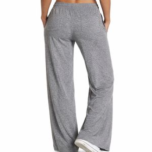 Women Casual Wide Leg Sweatpants Soft Cotton Lounge Pants Elastic Waist Breathable Quick Dry 220g Adjustable <b>Drawstring</b> <b>Trouser</b> - Product Image 2