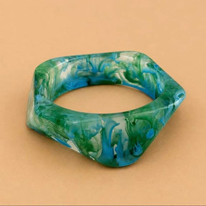กำไลข้อมือเรซิ่นทำมือ FAIZA CRAFT สีเขียวอมฟ้า รูปทรงกลม เครื่องประดับแฟชั่นสำหรับผู้หญิง รุ่น FC-7179 - Product Image 3