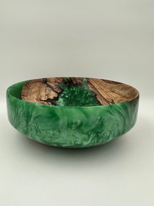 Bol de service artisanal en résine, motif bois vert, pour salade et fruits, personnalisable avec logo, passe au lave-vaisselle, vaisselle pour mariage, maison, cadeaux - Product Image 5