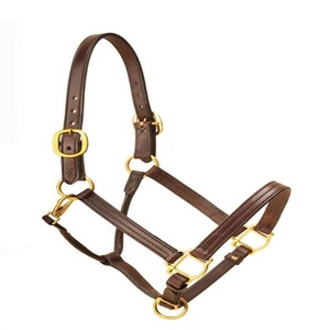 Cabestro de Cuero Premium Personalizado, Acolchado y de Doble Costura, con Corona Ajustable y Hebillas Metálicas Resistentes, Cabestro de Cuero Marrón para Caballo - Product Image 1