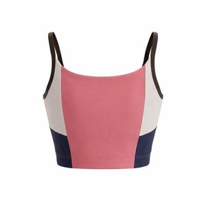 <b>Pink</b> and Navy Blue Women's Scoop Neck Sports Bra Sleeveless Color Block <b>Crop</b> <b>Top</b> Fitted Activewear Gym Workout Fitness Yoga - Product Image 4